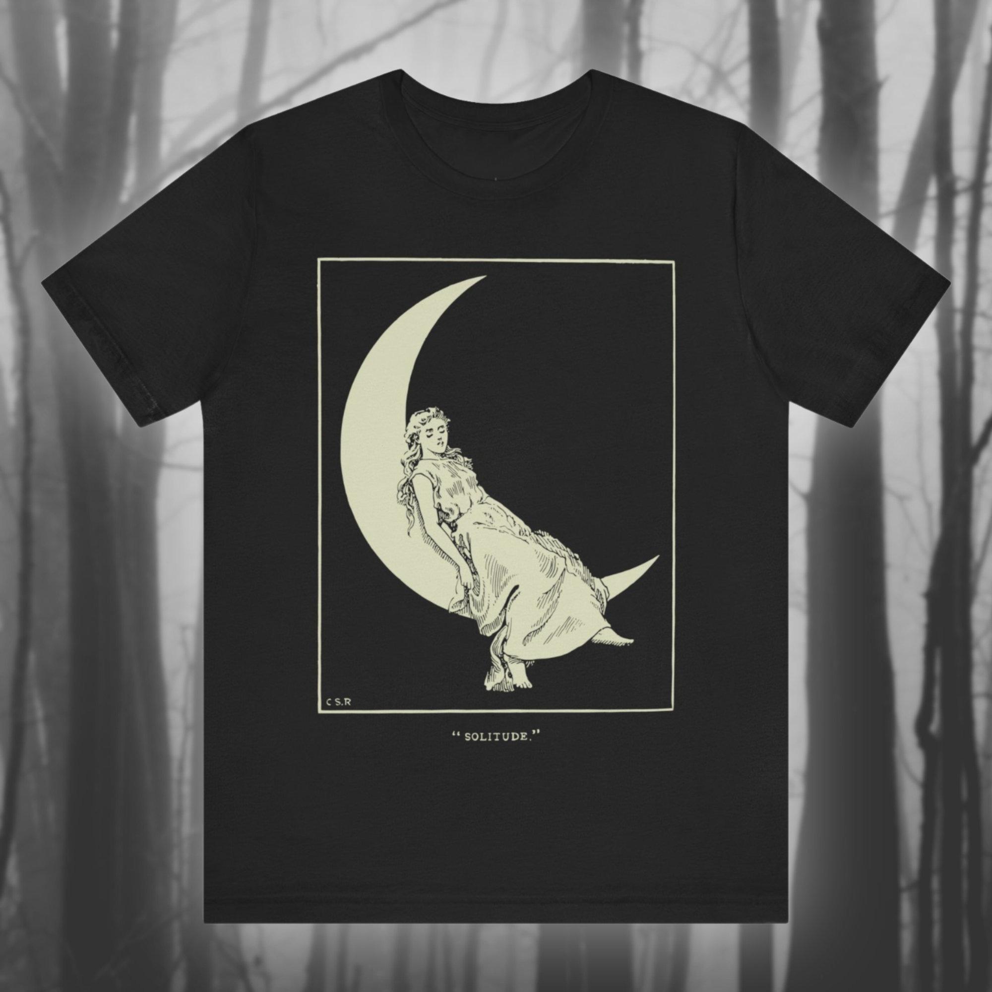 

ГОРЯЧАЯ РАСПРОДАЖА Одинокая Девушка Полумесяца Винтажная Блузка Винтажная Футболка Классическая Викторианская Арт Футболка Готическая Спящая Унисекс Футболка с Коротким Рукавом 4XL