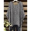 Bohemio Chic Oversize de Moda Estampados Étnicos Dobladillo Irregular Cuello Redondo Ropa Moda Ropa de Mujer Versátil Ropa para Mujer