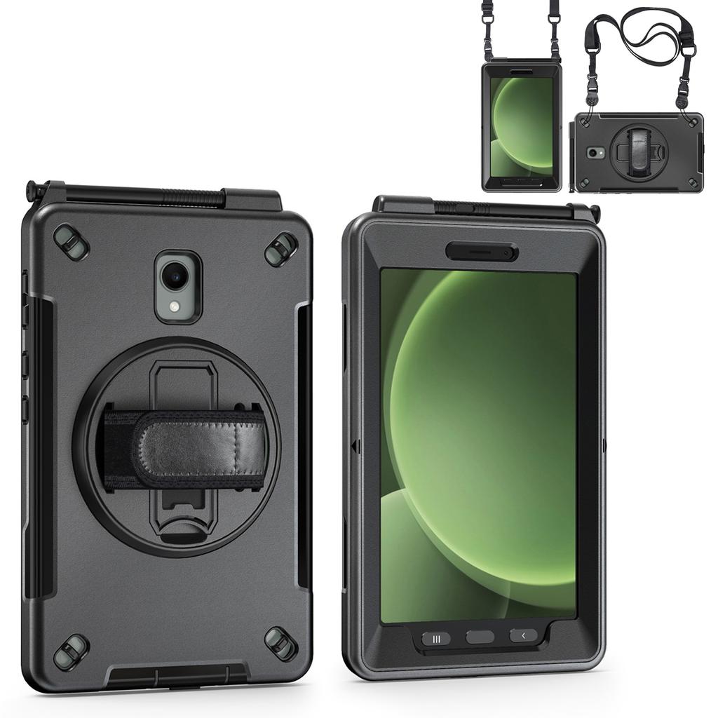 Für Samsung Galaxy Tab Active 3/Active5 X306B Hülle Ständer PC+TPU Tablet-Hülle mit Stifthalterung, Schultergurt