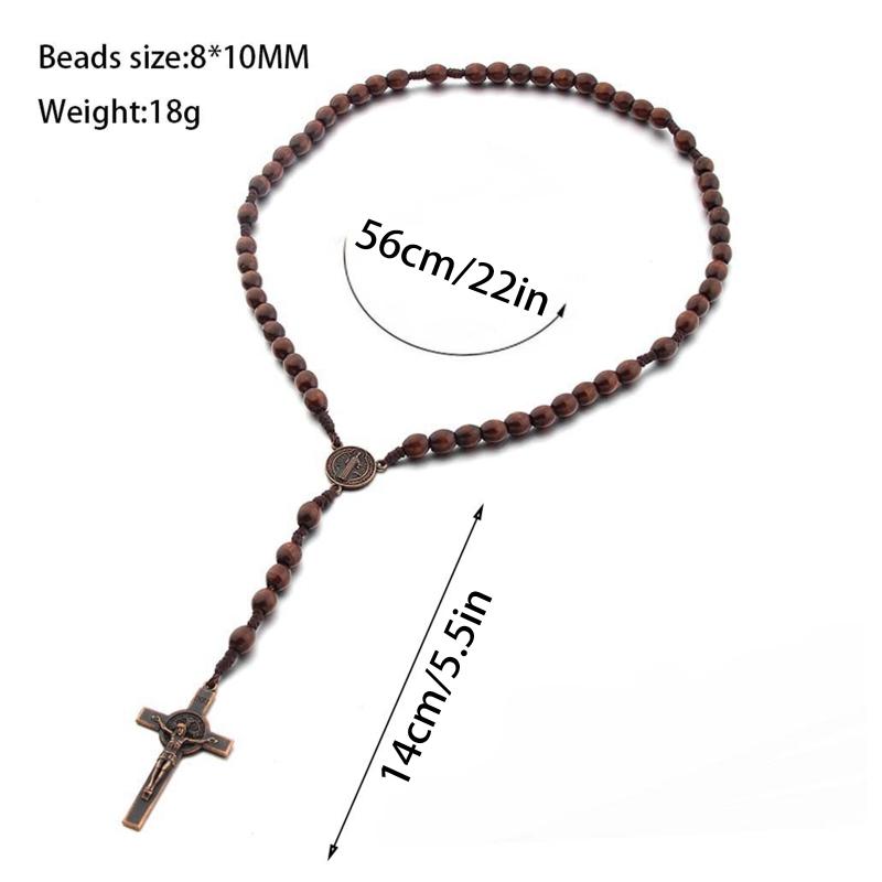 Crocifisso lavorato a mano Tessitura religiosa Rosario Rosario Cattolico Ciondolo Collana di Gesù Cristiana Gioielli Religiosi per W