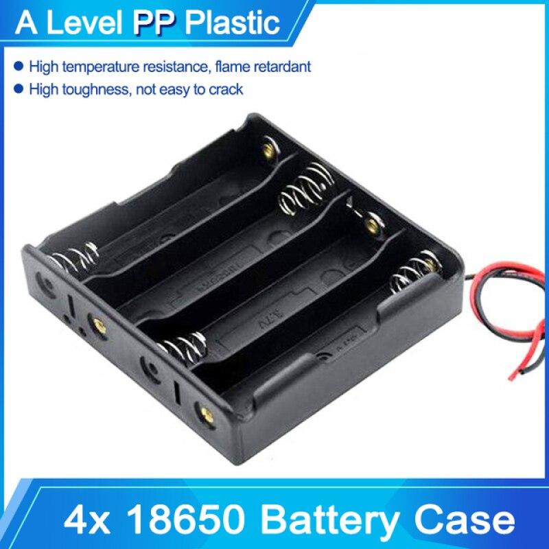 Black Plastic DIY Battery Storage Case Clip Holder Container 1X 2X 3X 4X 18650 Battery Storage Box Case Wire Lead Pin