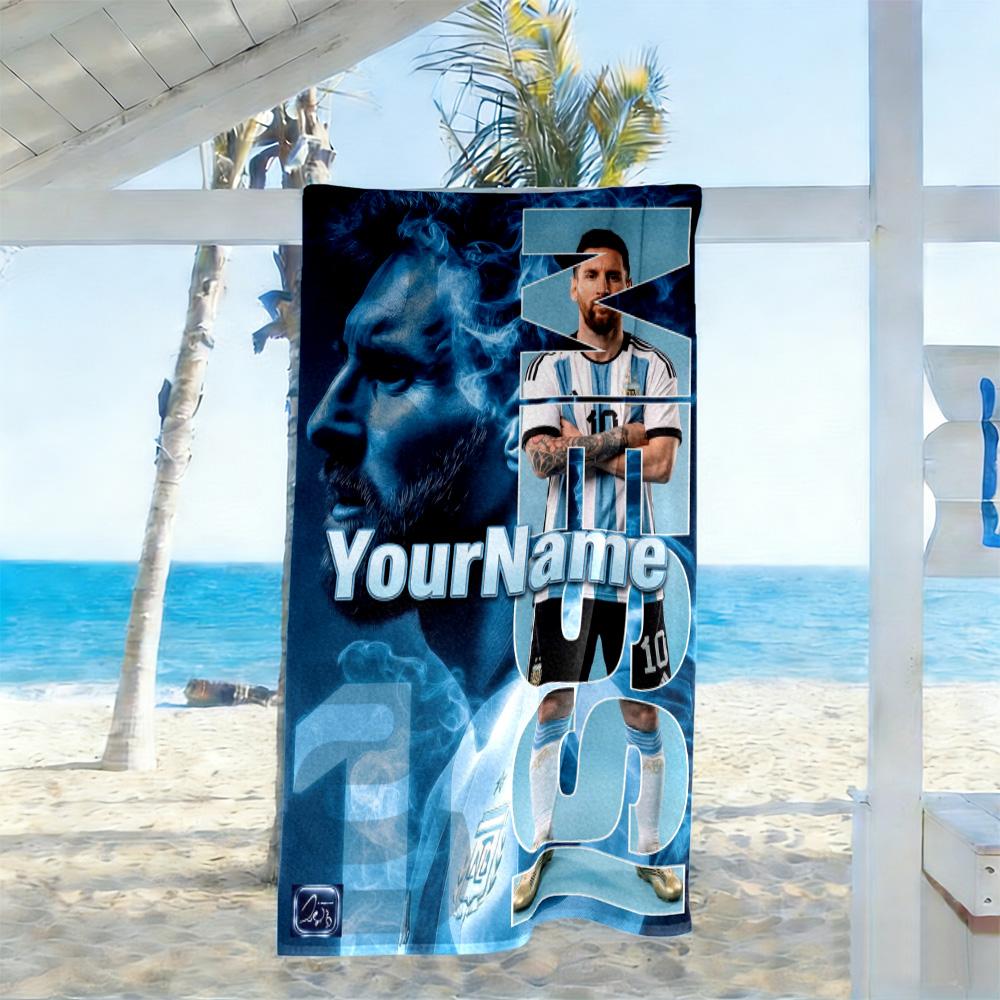 Messi Customize Your Name Beach Towel High Absorbency & Quick-Dry Perfect for Traveling Yoga Camping and Swimming