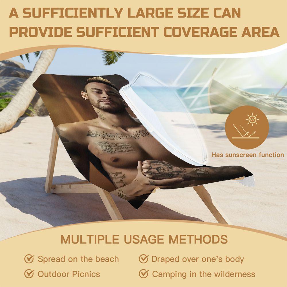 Tattoo Male Portrait Print Beach Towel Pool Towel Camping Towel Bath Towel Blanket Modern Man Spa Soft Absorbent Towel