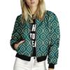 New Fall Women's Clothing Fashion Style Print Long Sleeve Short Coat round Neck Zipper Street High Thin Jacket Tops