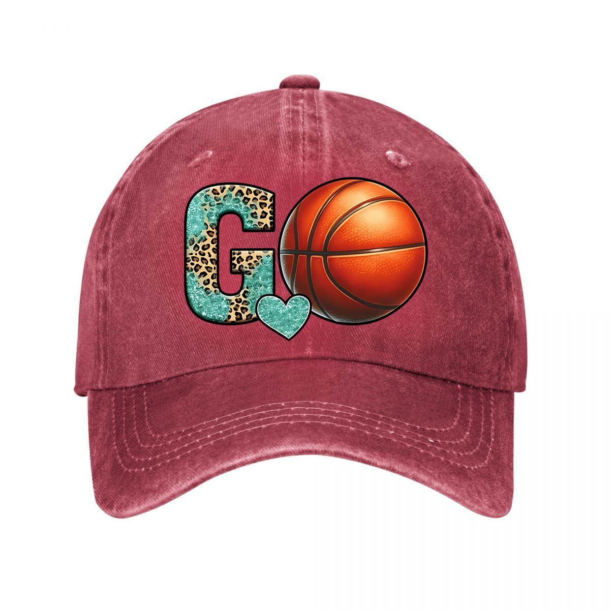 Basketball GO Heart Baseball Cap New Vintage Washed Cotton Baseball Cap Parent Kids Sun Hats Adjustable