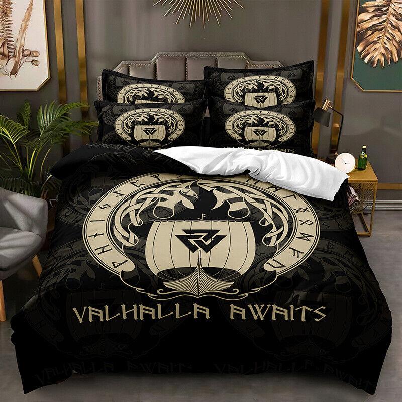 Viking Mythology 3D Duvet Cover Pillowcase Single Double King Bedding Set Gift