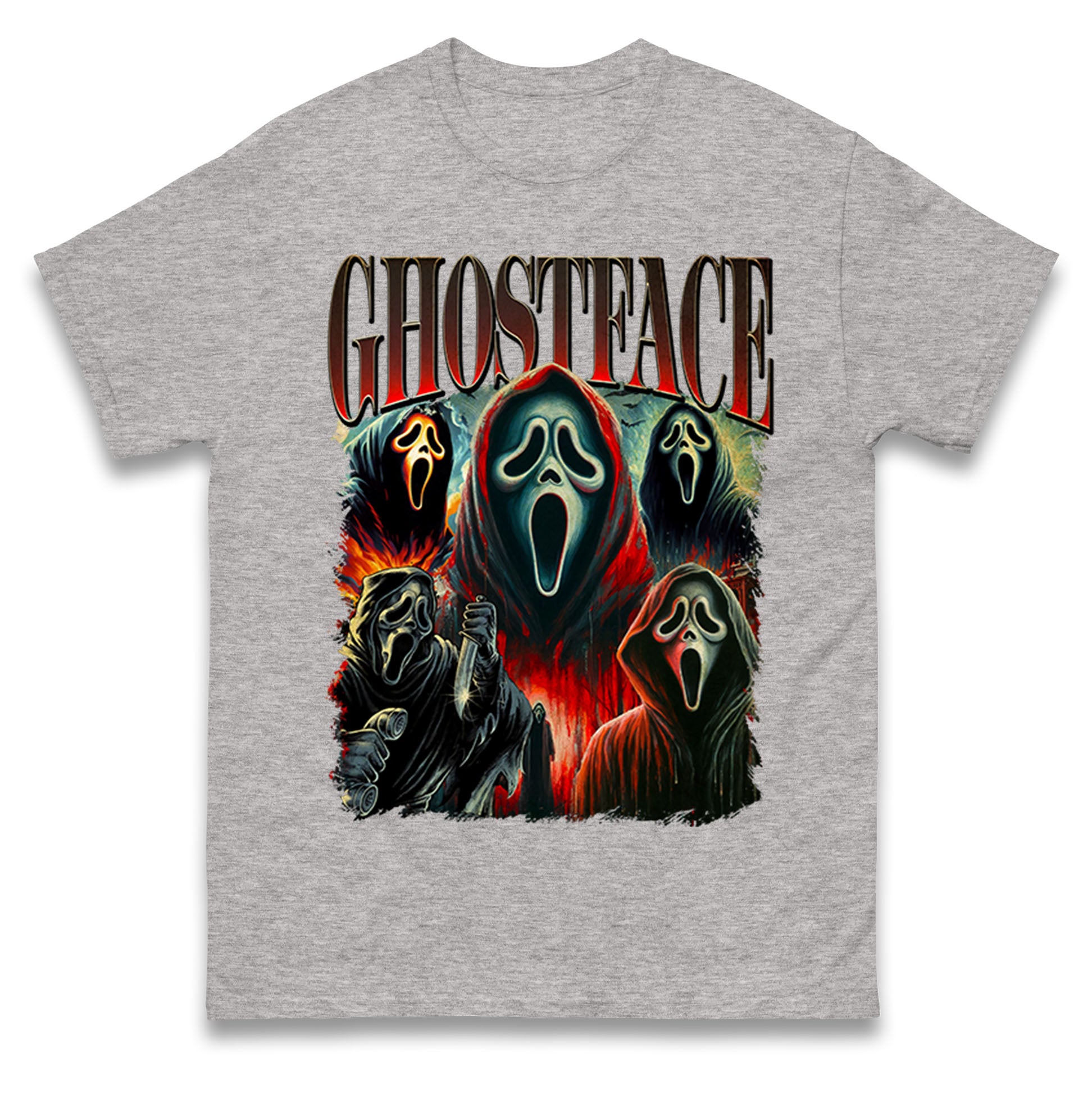 Ghost Face Halloween Bootleg Mens T Shirt Womens Tops Tees 4XL