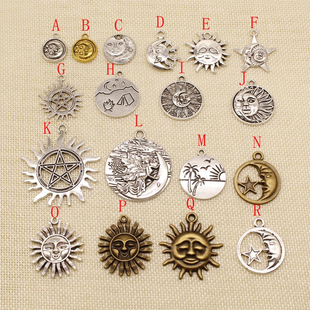 

6 шт., подвески «Солнце и Луна», подвески, ювелирные аксессуары, «сделай сам», ручная работа, HJ211