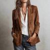 Women S Retro Suede Single Breasted Long Sleeve Jacket