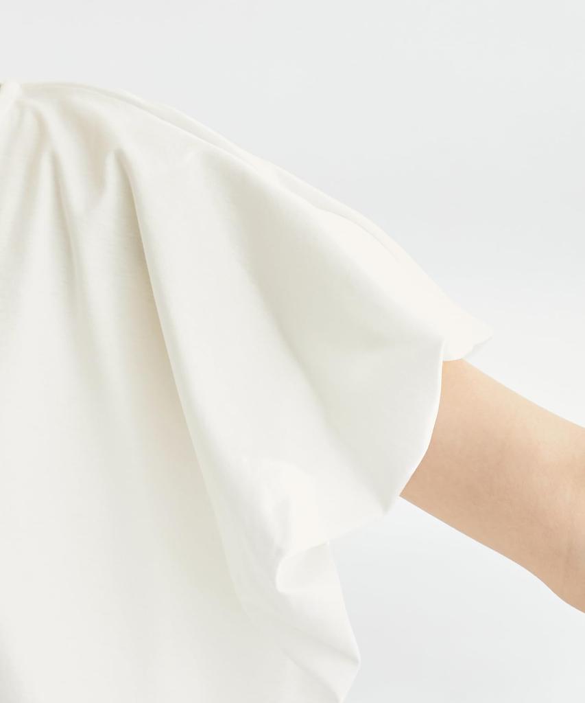 ROPE PICNIC Puff Sleeve Mercerized Pullover Top in Beige Women's (Size 28)