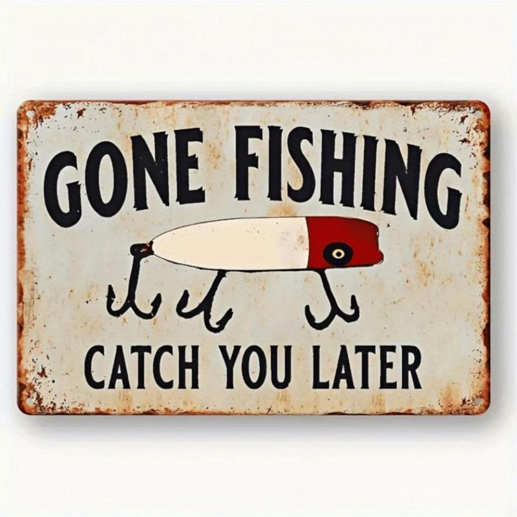 Vintage Fishing Wall Art Aluminum Rustic Fish Decor for Outdoor Home