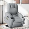 Vidaxl Poltrona Elevatória Massageadora, Reclinável, Cinza Claro, Tecido