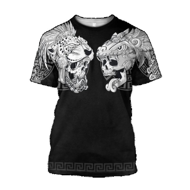 Summer Trend Harajuku Mexican Aztec Quetzon Men's Casual T-shirt Street Fashion Classic Retro O-neck Loose Senior 3D Printed Top