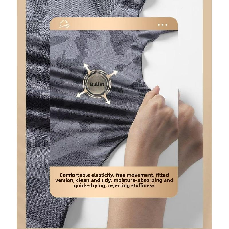Ice silk short-sleeve men's t-shirt, summer loose-fitting, thin, quick-drying sports casual top