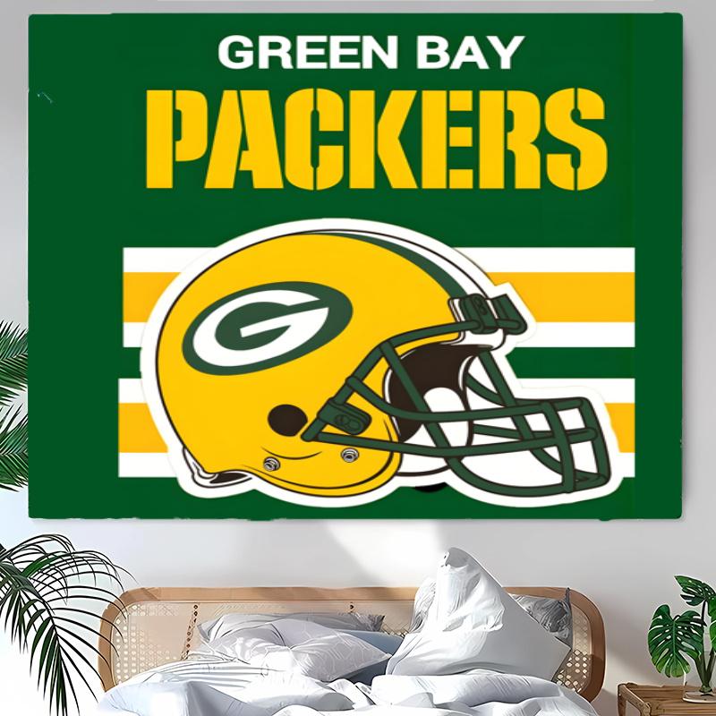 Green Bay Packers Tapestry Wall Hanging Room Background Cloth Home Decor Beach Mat Yoga Mat Sofa Bed Sheet