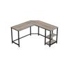 VASAGLE Mesa de Computador, Mesa de Canto em L, Estação de Trabalho com Prateleiras para Home Office, Economizadora de Espaço, Fácil de Montar, Industrial, Greige e Preto