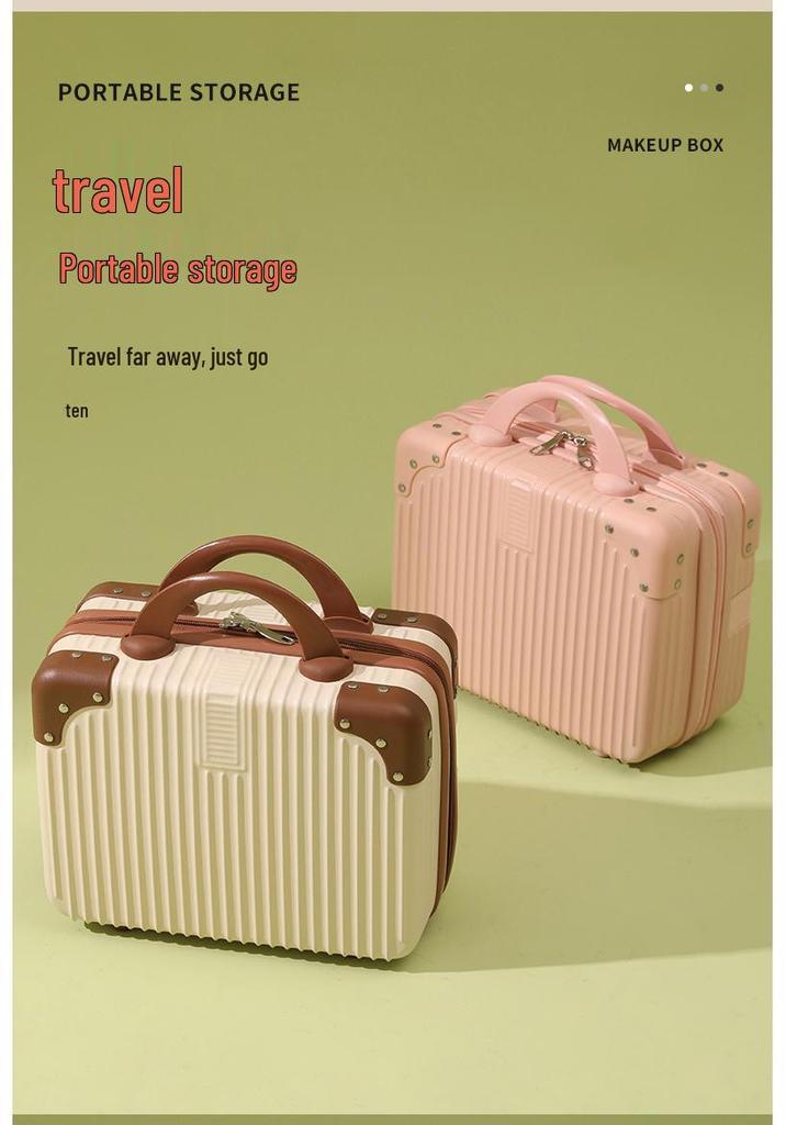 Personalized 14" Mini Makeup Suitcase: Ultra-Light Handbag with Small Gift Box and Password Lock.