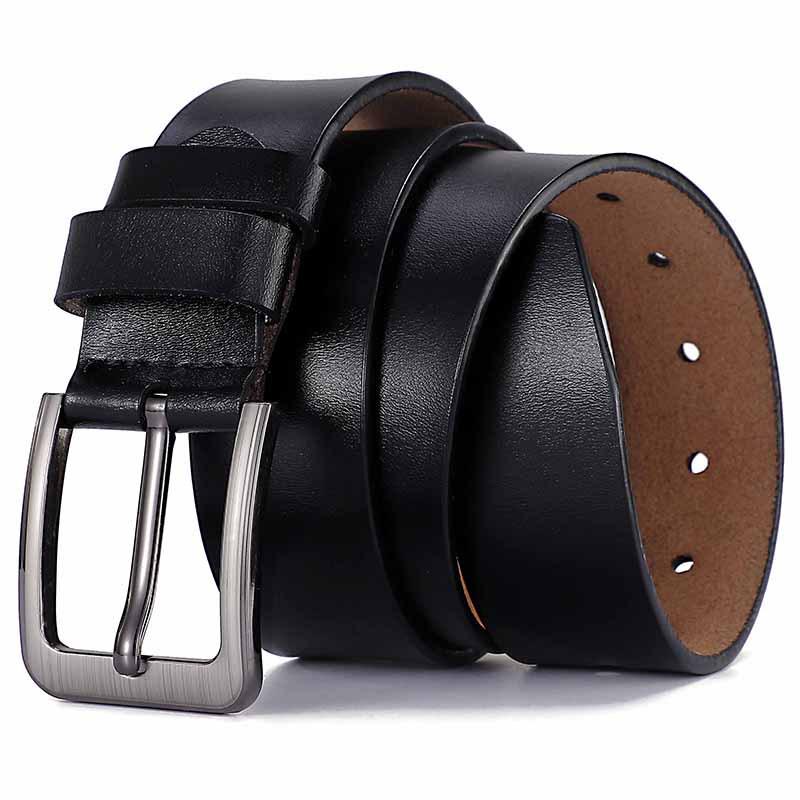 Men's Retro Pin Buckle Leather Belt - Genuine Cowhide, Plus Size