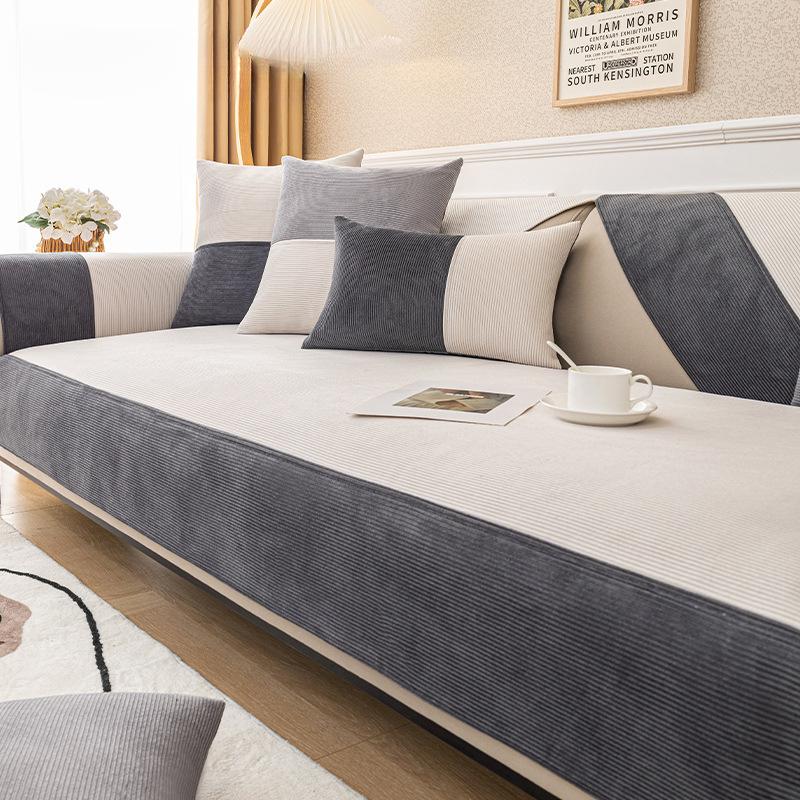 Japanese Style Sofa Cushion Four Seasons Universal Non-Slip Simple Modern Winter Corduroy Seat Cover Cover Cloth