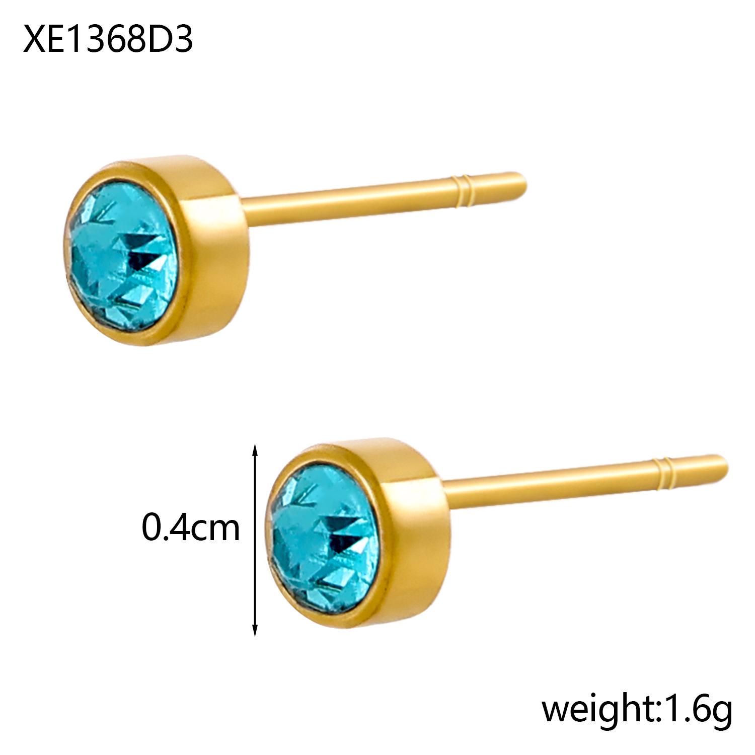 

Позолоченные серьги-пусеты из нержавеющей стали с круглыми цветными цирконами, созвездиями и камнями рождения