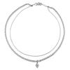 Rhombus-shaped pendant necklace, long style, round beads, simple stainless steel, couple's collar chain