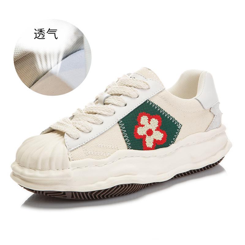 

Shell head dissolving shoes 2025 spring and summer new flower canvas shoes casual little white shoes flat leather women s shoes 40