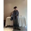 2024 Plaid Long Sleeve Shirt Japanese Hong Kong Style Ins Loose Shirt Boys Summer Trendy Versatile Casual Coat