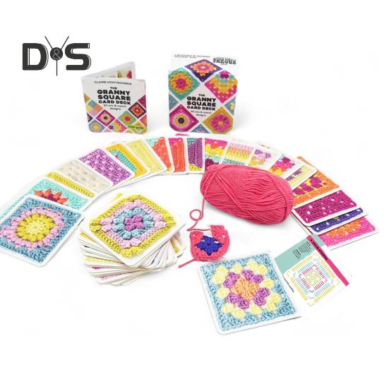 1 sett Granny Square Card Deck DIY Hekle Mønster Kort Håndlaget Strikke Firkantet Mønster Nybegynner Hekle Tilbehør Entusiaster Gave