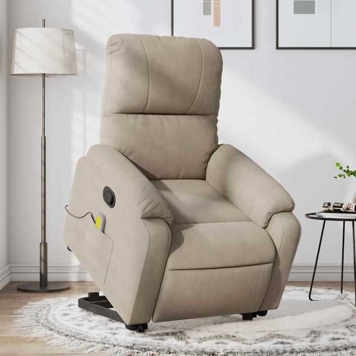 VidaXL Reclining Massage Armchair Taupe Microfiber Fabric 3204936