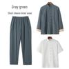 Men's Cotton Linen Three-Piece Tang Suit: Chinese Style Frog Button Hanfu, Retro Lay Buddhist Robe, Tea Attire