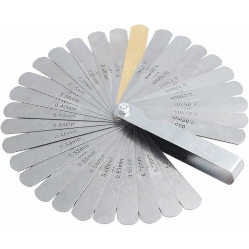 JUTOSU Thickness Gauge, 32-Piece Steel Feeler Gauge with Dual Marking, Metric & Imperial, 0.04-0.88 mm (0.04-0.88 mm)