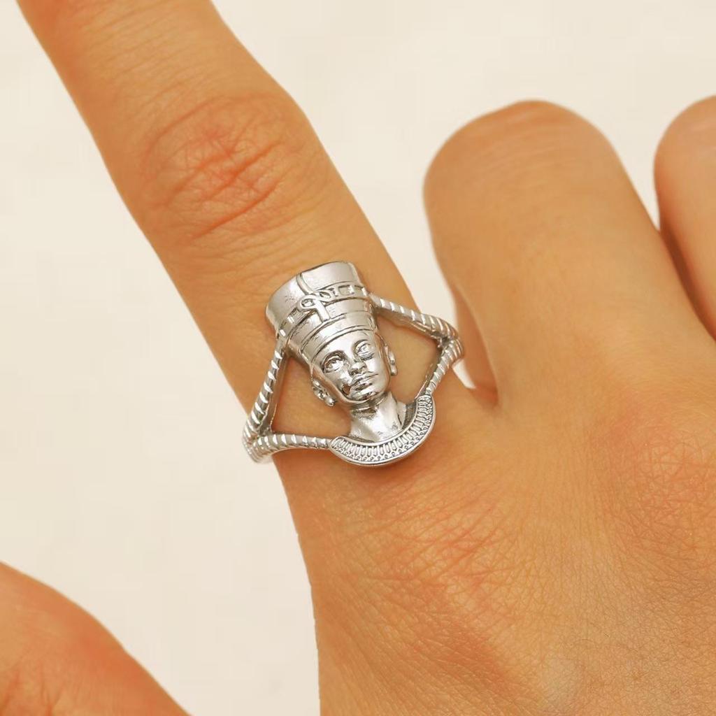 Fashion Retro Exaggerated Cold Style Venus Sculpture Half Face Open Ring