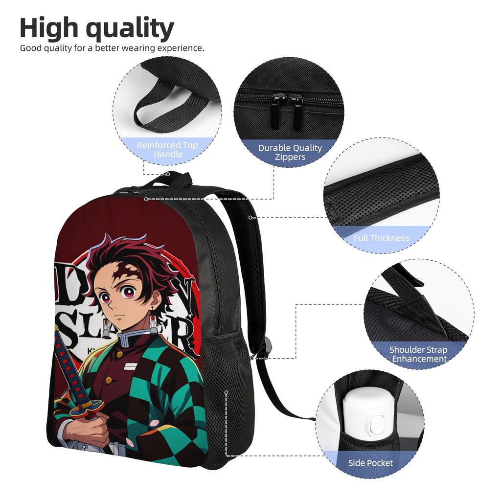 Kamado Tanjiro Backpack Demon Slayered Daily Backpacks Girl Design Breathable School Bags Novelty Rucksack