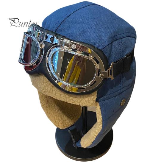 Winter Fietsmuts Bril 1 Stuks/1 Set Pet Zacht Opvouwbaar Oorkleppen Fleece Verdikt Lei Feng Unisex Warm Houden Wasbaar Oogbescherming Aviator voor Skiën