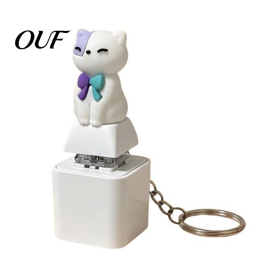 Animal Keyboard Fidget Toy 1/2Pcs Keychain, Rechargeable Goat Cat Finger Clicker Decompression Gadget with LED Light Sound, Push Button Sound