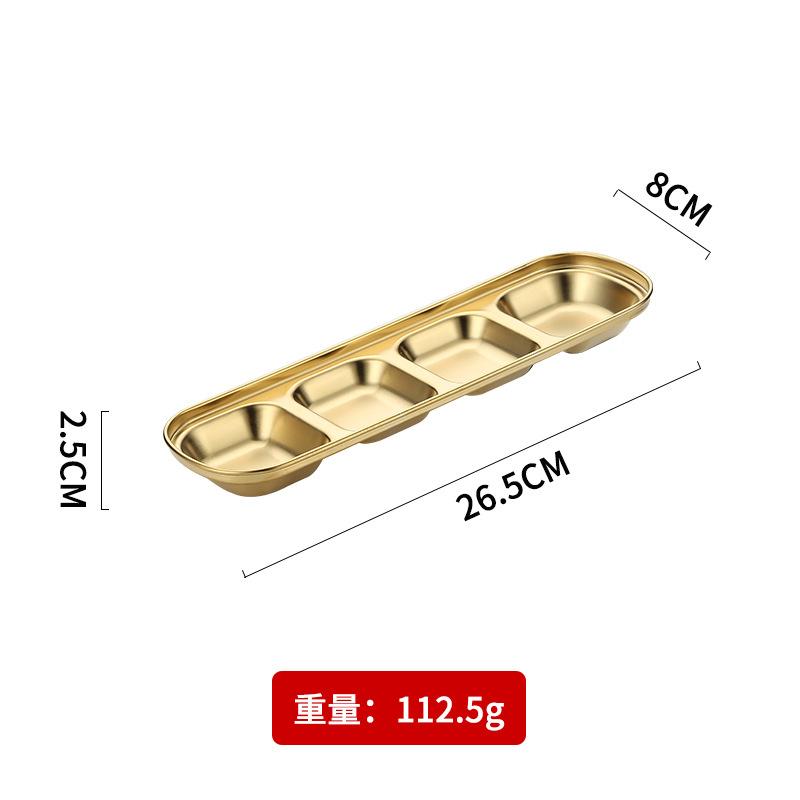 Korean Style Seasoning Dish Gold Silver Color Stainless Steel Barbecue Sauce Plate Tableware BBQ Restaurant Kitchen Tool
