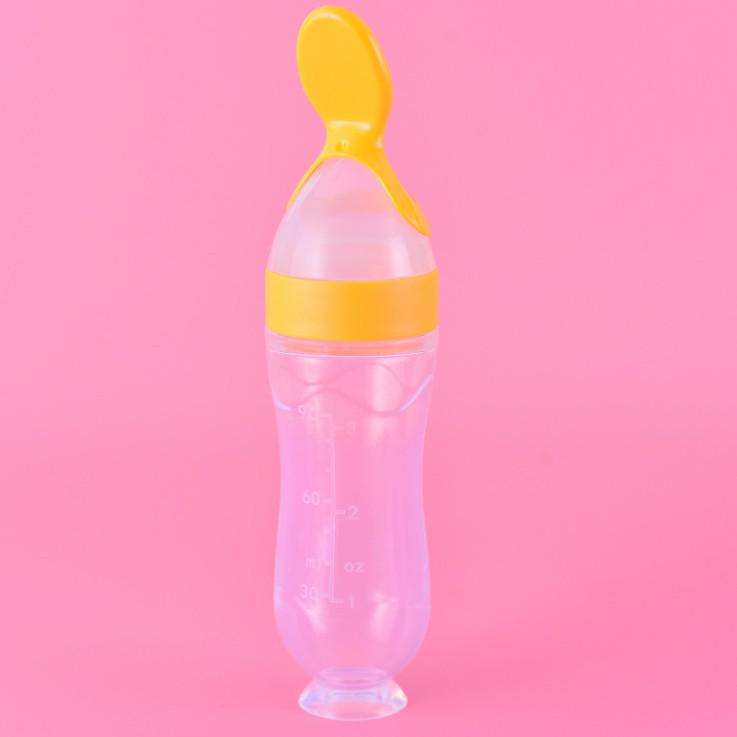 

Silicone Baby Food Squeeze Bottle & Suction Bowl with Spoon жёлтый