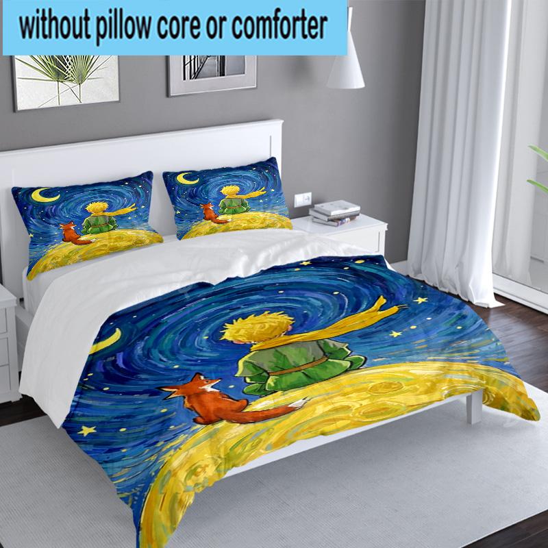 3PCS Little Prince Bedding Set,Including 1pc Duvet Cover And 2pcs Pillowcases Perfect for Bedroom, Dormitory, Large size Fan Christmas gift