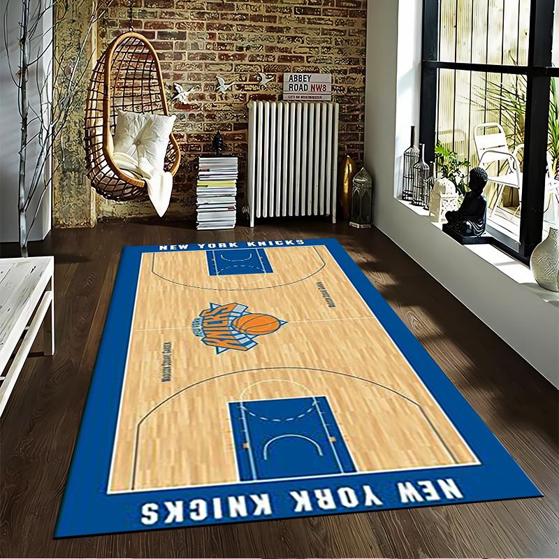 New York Knicks Basketball Court Design Carpet, Sports Team Theme Decor Suitable for Use As an Anti-slip for Living Room Bedroom Sofas