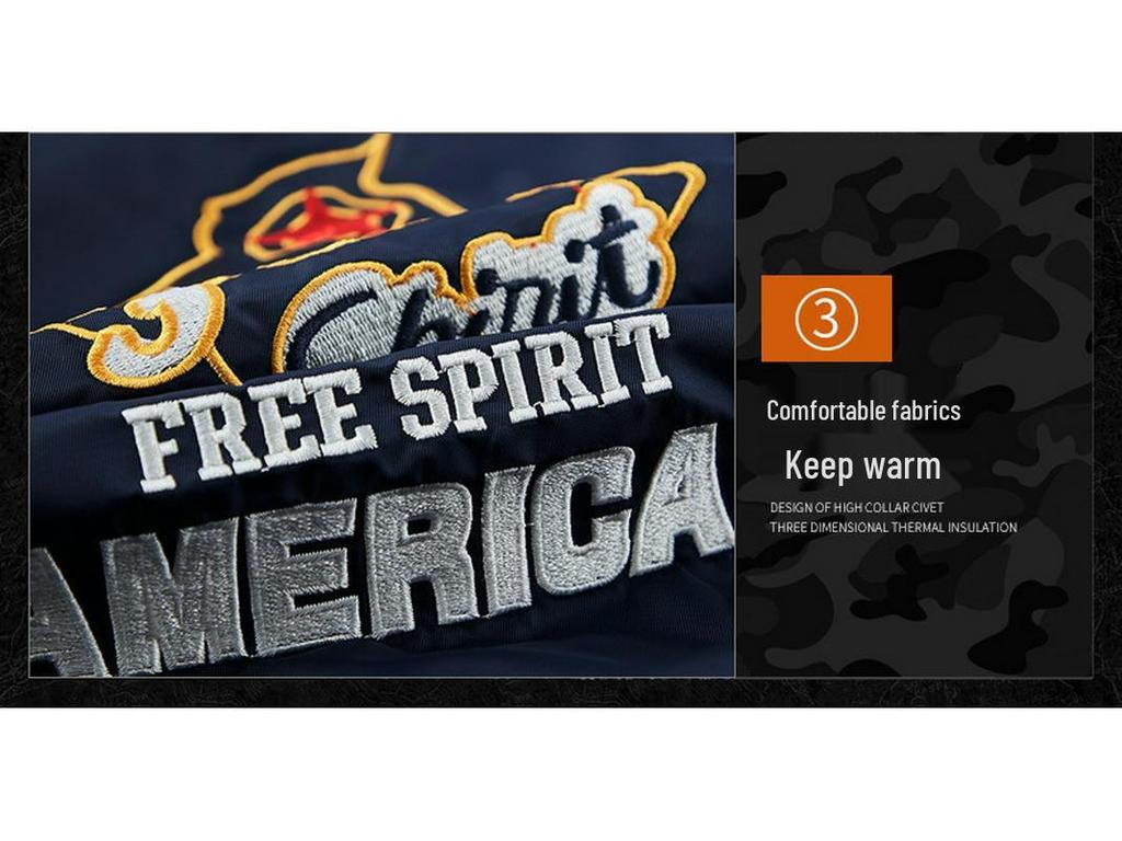 Vyriška didelio dydžio žieminė striukė su stovinčia apykakle - Šilta, stora medvilne paminkštinta pilotų striukė