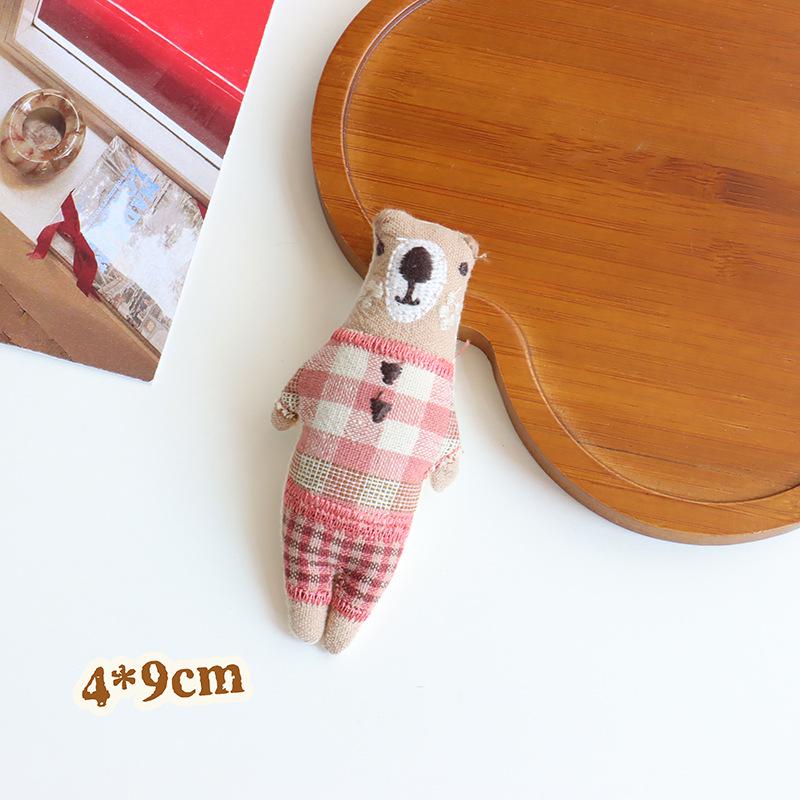 Korean Mori Series Floral Brooch: Handmade Cotton Linen with Apple, Mushroom, and Bear Design