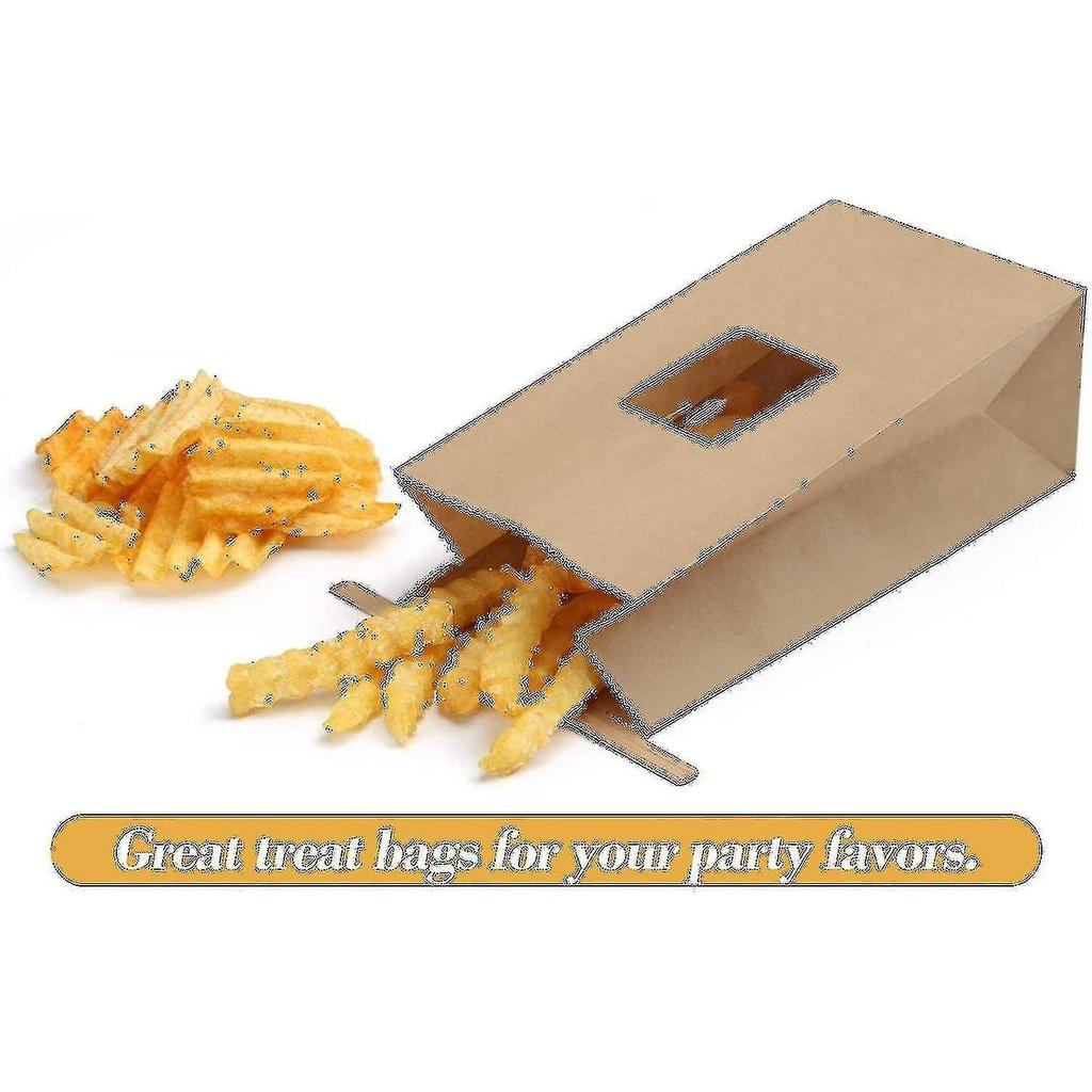 Grease Resistant Bakery Bags With Window Oil-proof Kraft Paper Bags 50pcs 5x2.95x9.45 Inches Tin Tie Tab Lock Bags Brown Window Bags Coffee Bags Popco