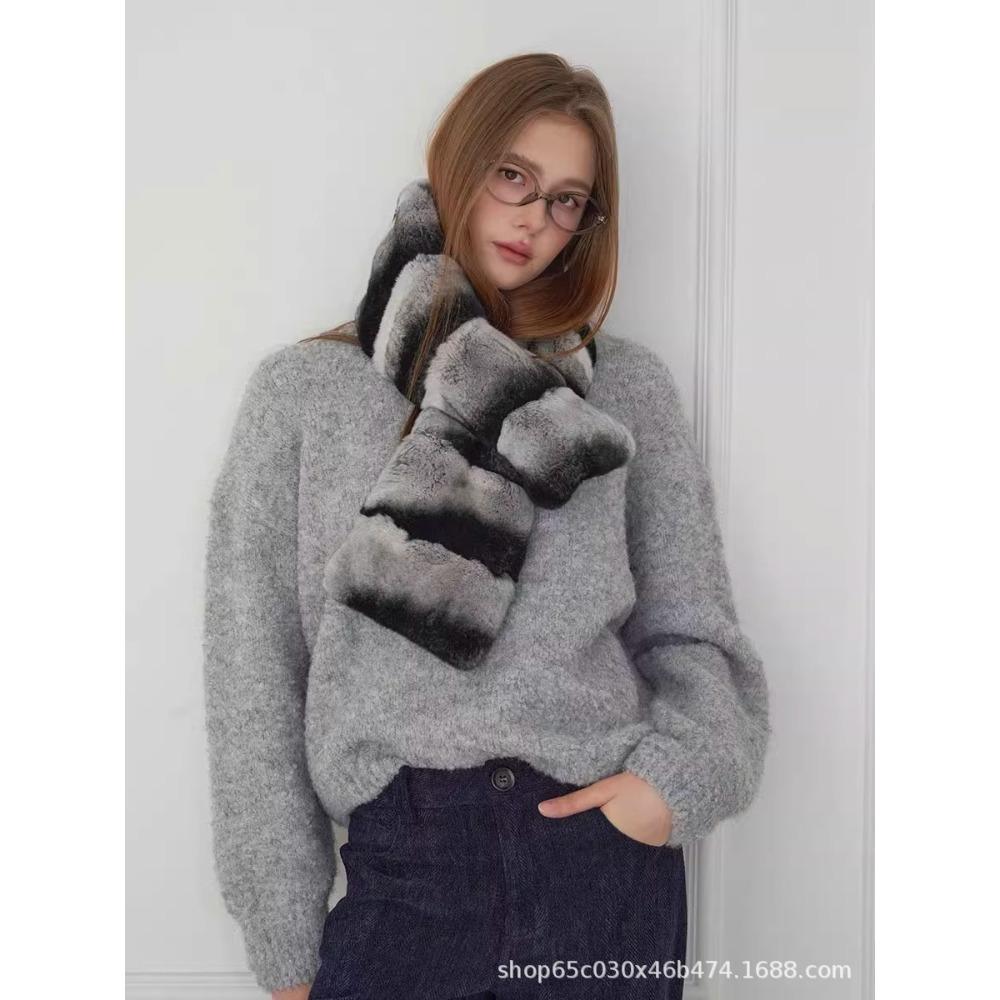 

Versatile Scarf Chinchilla Anti-Rex Rabbit Hair Female Thickened Double-sided Fur Scarf To Keep Warm Autumn and Winter Korean Version 85