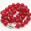 10 mm Runt Röd Jade Kalcedon Halsband Natursten Tillbehör Pärlor Halsband Kvinnor Flickor Presenter Handgjorda smycken Design Design