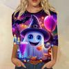 Women's Fashion Casual Three-quarter Sleeve Halloween Printed Round Neck Top