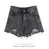 Classic and Minimalist Fashion Versatile Broken Holes Female Summer High Waist Thin Thin Section Loose A-line Denim Shorts Individuality Trendiness