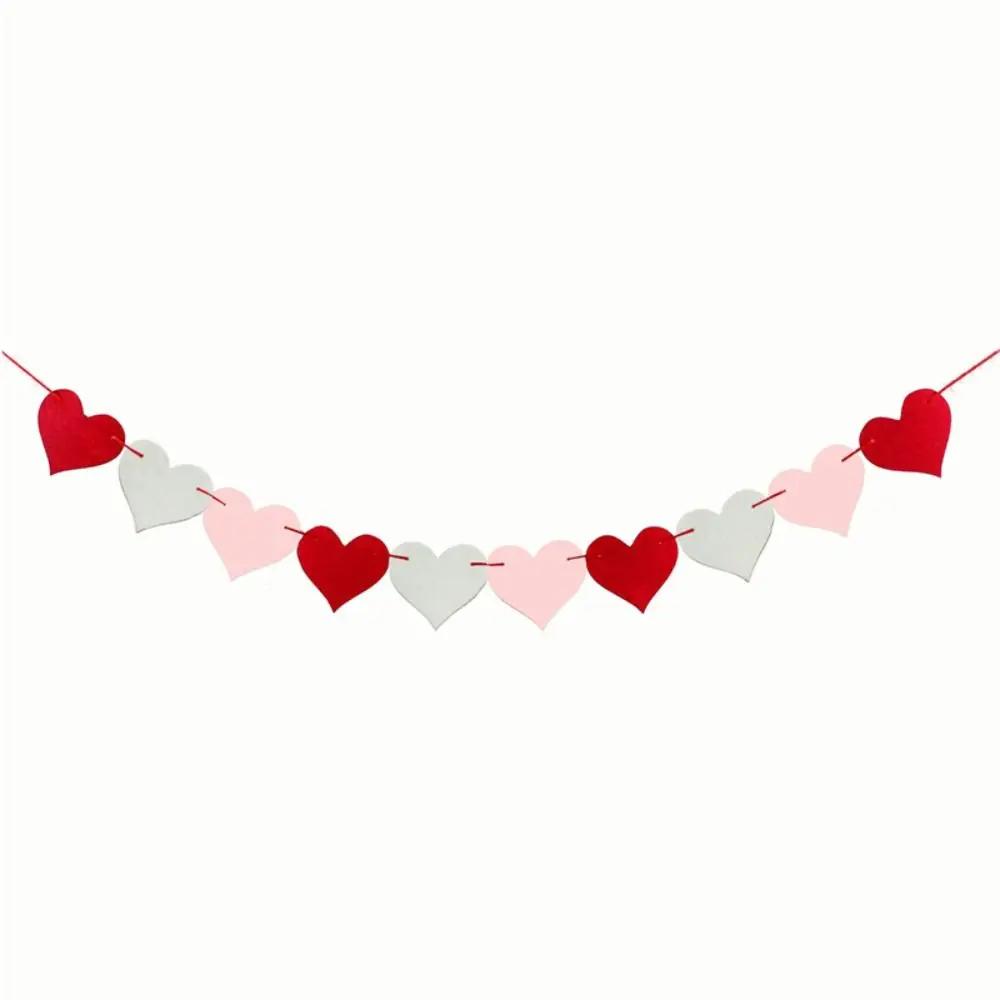 

Valentines Day Red Heart Banner Garland For Romantic Valentines Day Decoration Wedding Birthday Party Heart Banner String Decor 1pcs