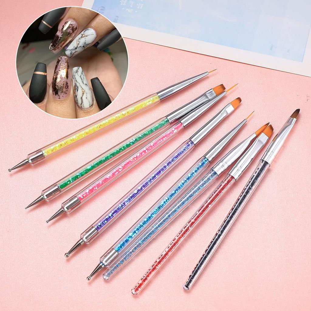 9-teiliges Nailart-Pinselset - Liner/Punktierwerkzeuge + Schwammstift für Gelnägel