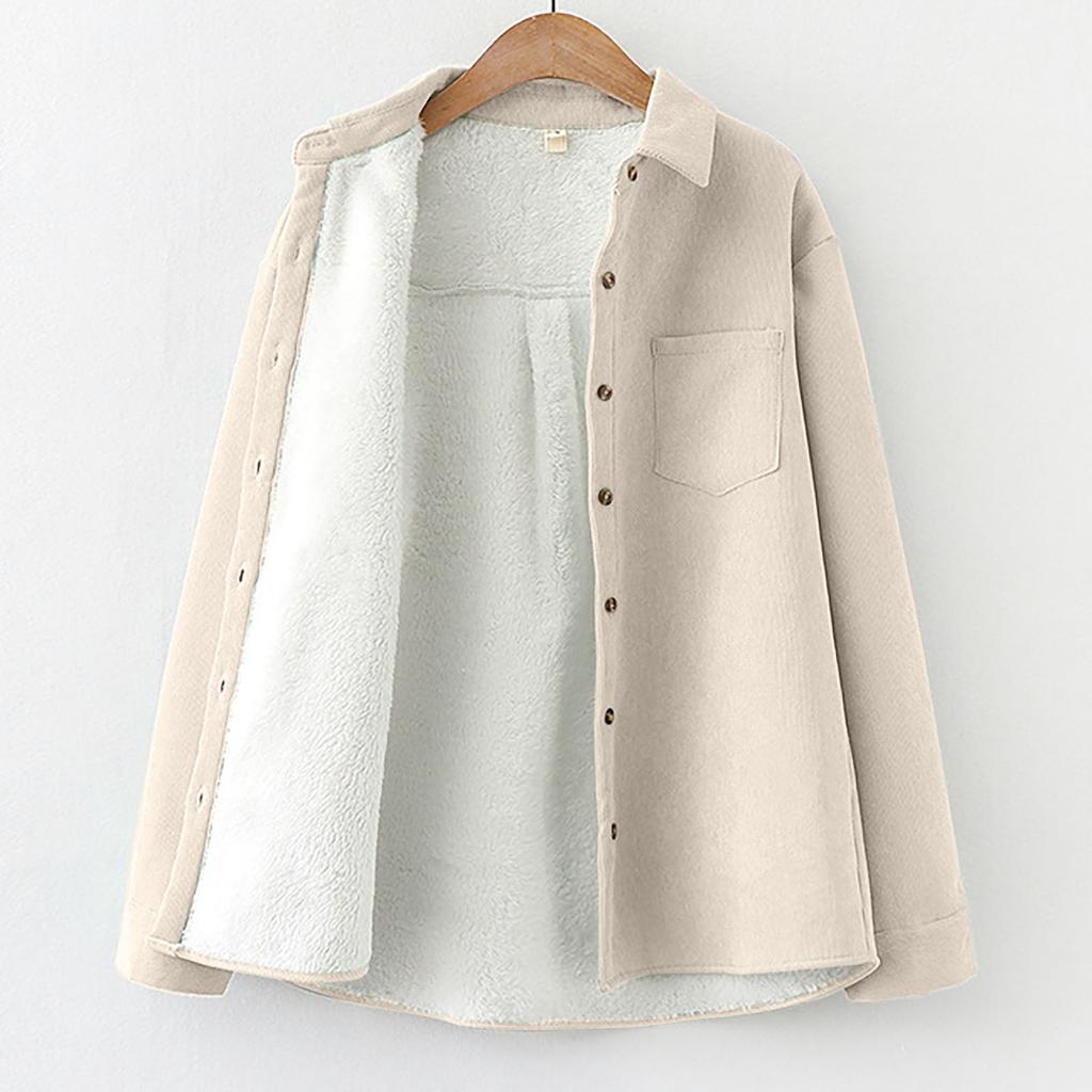 Women's  And Winter Solid Color Retro Loose Padded Long-Sleeved Shirt