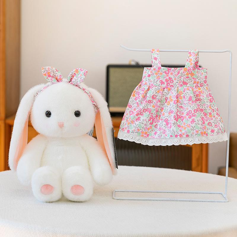 Super Cute Colorful Rabbit Plush Toy Girl Birthday Gift Flower Skirt Rabbit Doll Sleeping Pillow Healing Bay Window Decoration